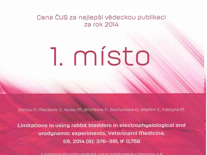 Cena České urologické společnosti za článek publikovaný ve Veterinární Medicíně