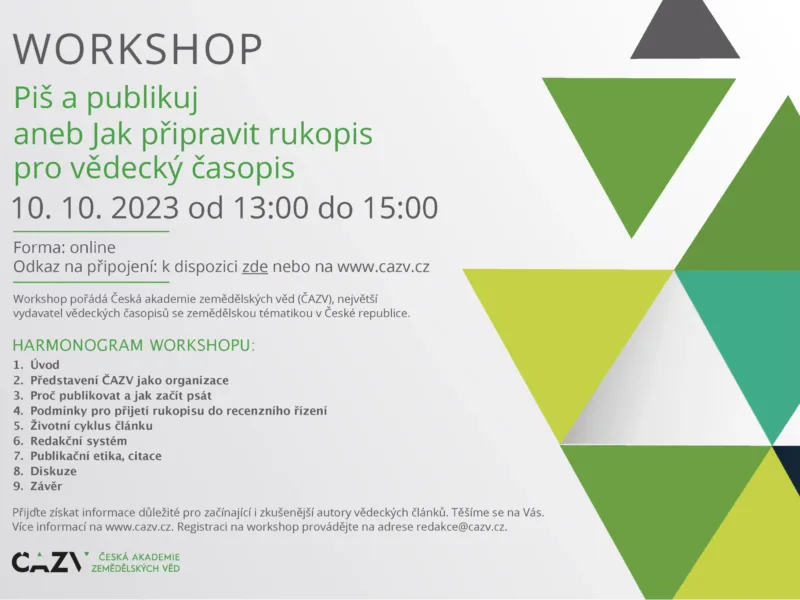 Workshop „Piš a publikuj aneb Jak připravit rukopis pro vědecký časopis“