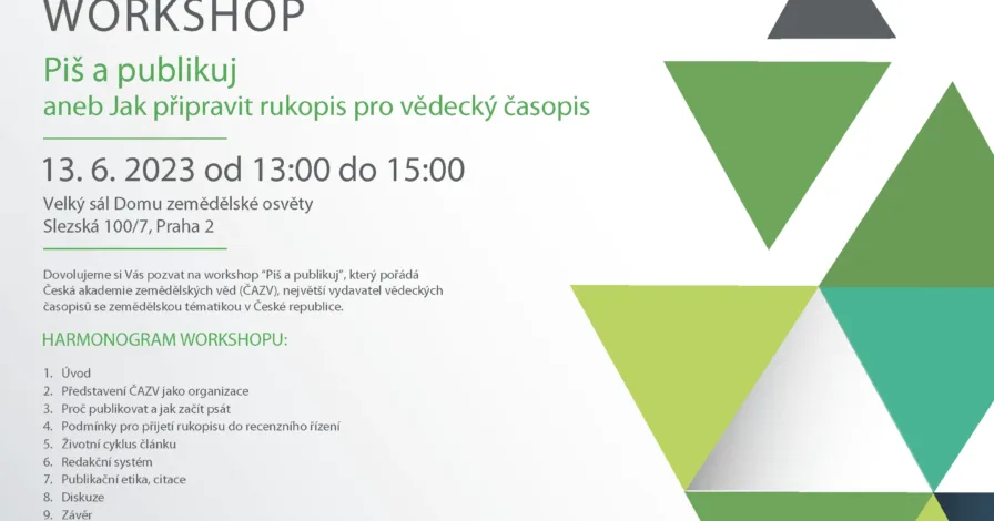Workshop „Piš a publikuj aneb Jak připravit rukopis pro vědecký časopis“