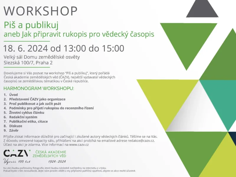 Workshop „Piš a publikuj aneb Jak připravit rukopis pro vědecký časopis“