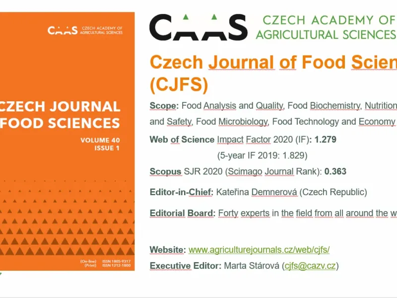 Prezentace časopisu CJFS na semináři Aktuální problematika mikrobiologie potravin 2022