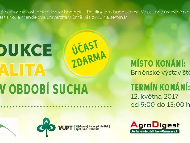 Pozvánka na seminář „Produkce a kvalita pícnin v období sucha“