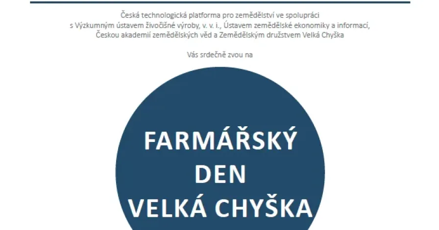 Pozvánka na Farmářský den Velká Chyška