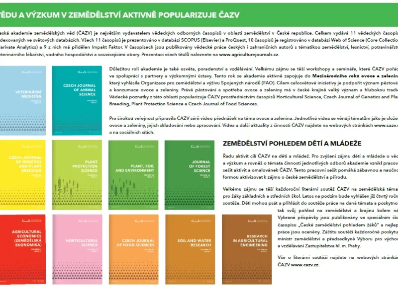 Budoucnost zemědělství – článek ČAZV v příloze Hospodářských novin