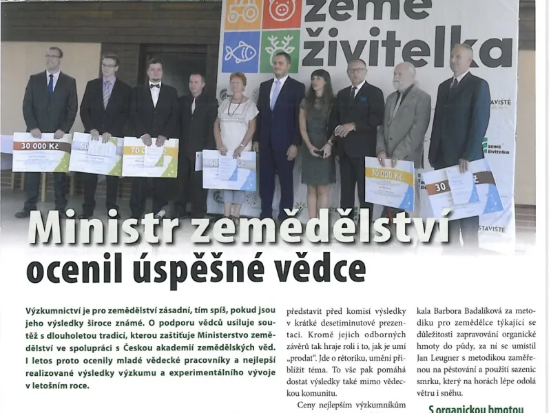 Ministr ocenil vědce za projekty přínosné pro zemědělství 