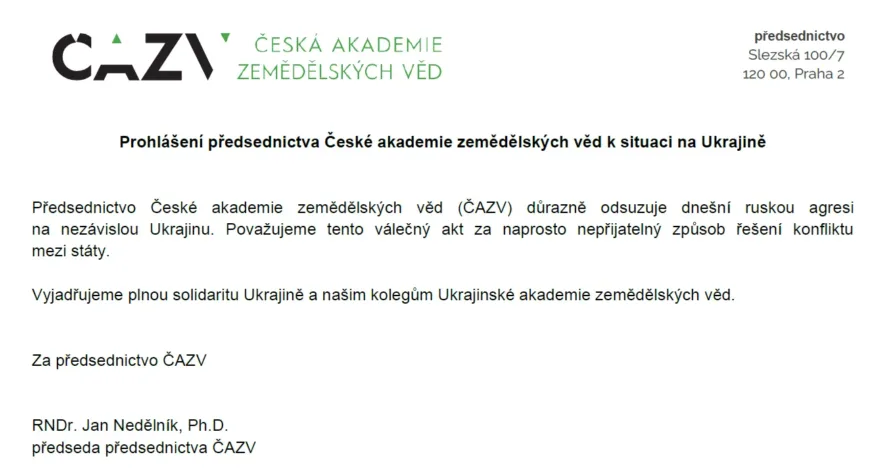 Prohlášení předsednictva ČAZV k situaci na Ukrajině