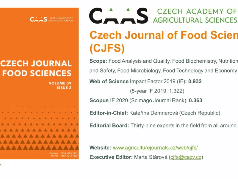 Prezentace časopisu Czech Journal of Food Sciences na CzechFoodChem 2021
