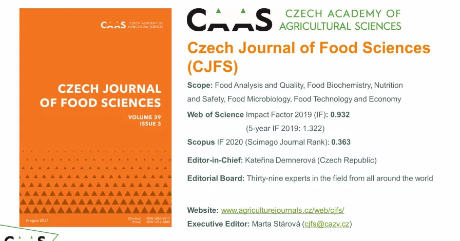 Prezentace časopisu Czech Journal of Food Sciences na CzechFoodChem 2021