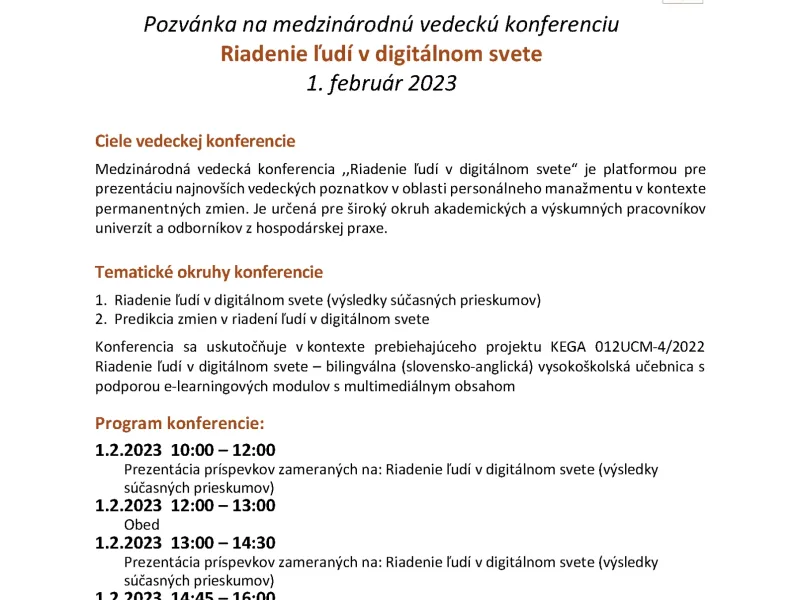 Konference Řízení lidí v digitálním světě