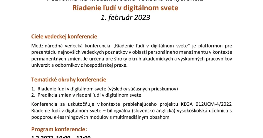 Konference Řízení lidí v digitálním světě