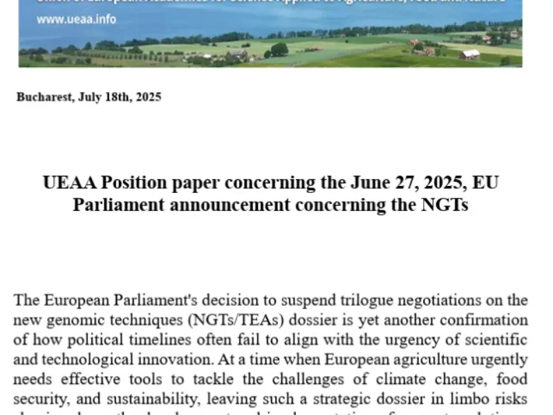 Poziční dokument UEAA týkající se oznámení Evropského parlamentu EU ze dne 27. června 2025 týkající se NGT