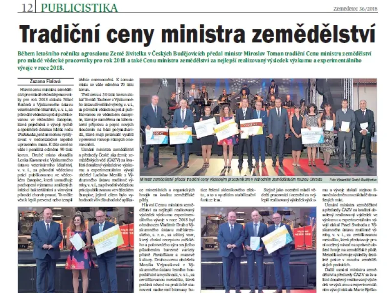 ČAZV v srpnovém čísle časopisu Zemědělec