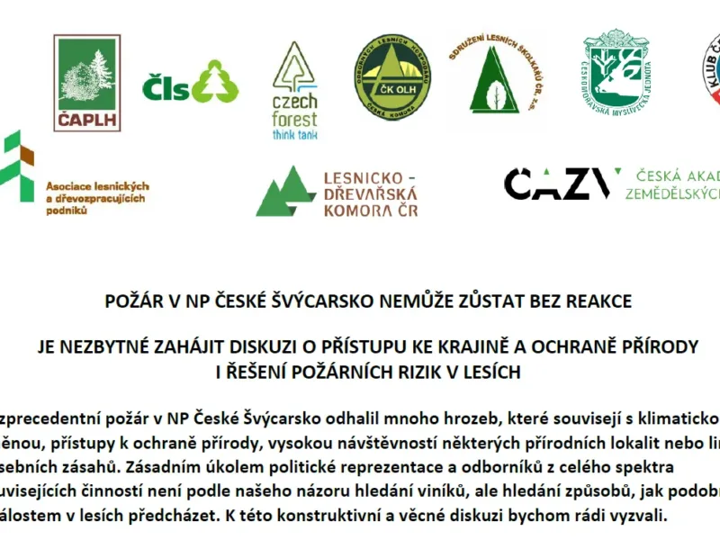 Prohlášení lesnických organizací k řešení požárních rizik v lesích