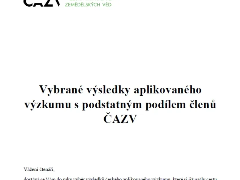 Vybrané výsledky aplikovaného výzkumu s podstatným podílem členů ČAZV