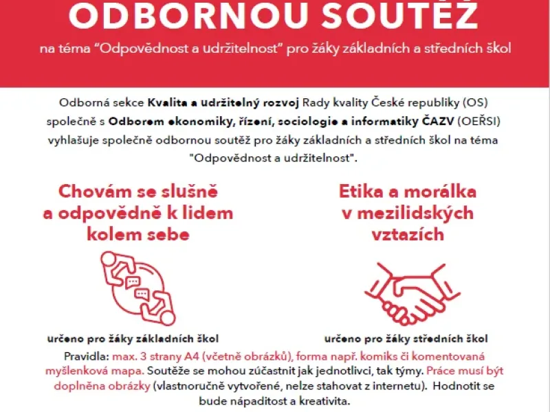 ČAZV a Rada kvality ČR vyhlašuje odbornou soutěž na téma odpovědnost a udržitelnost