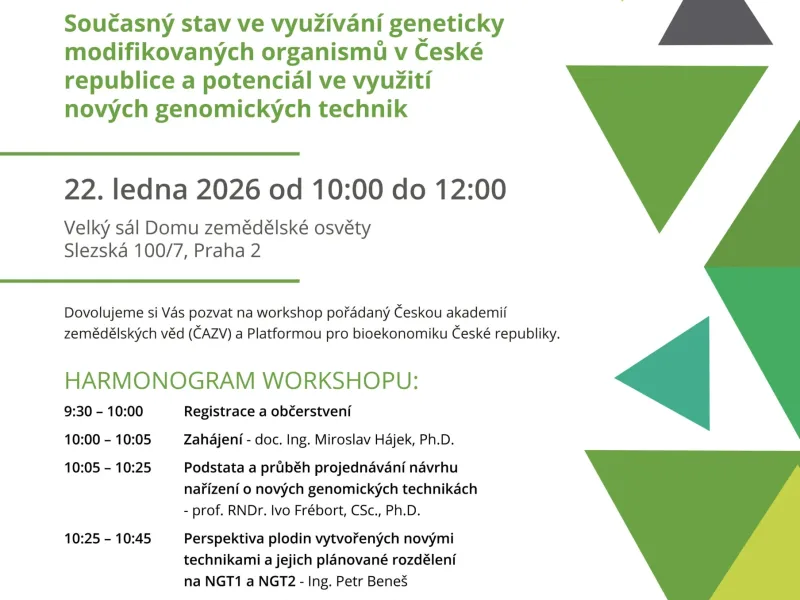 Workshop „Současný stav ve využívání geneticky modifikovaných organismů v České republice a potenciál ve využití nových genomických technik“