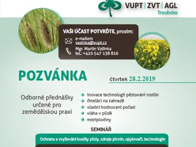 Odborné přednášky určené pro zemědělskou praxi