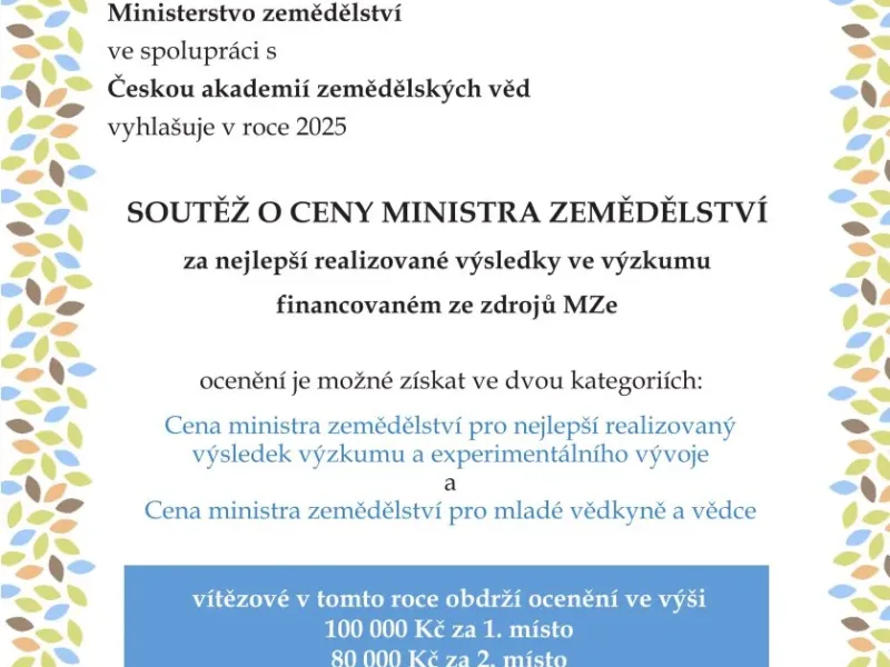 Cena ministra zemědělství pro nejlepší realizovaný výsledek výzkumu a experimentálního vývoje