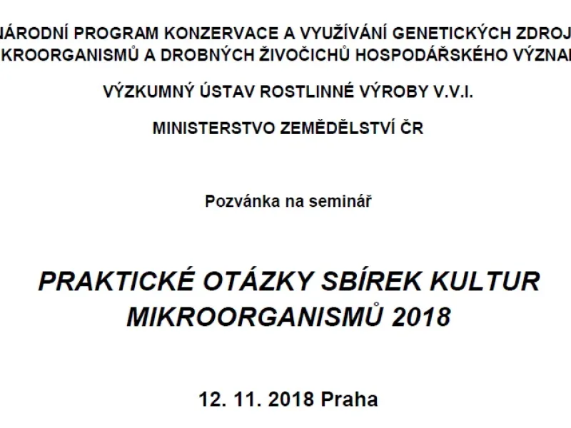 Praktické otázky sbírek mikroorganismů 2018