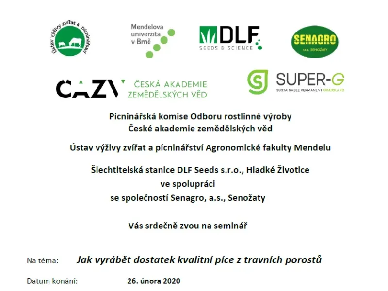 Seminář „Jak vyrábět dostatek kvalitní píce z travních porostů“