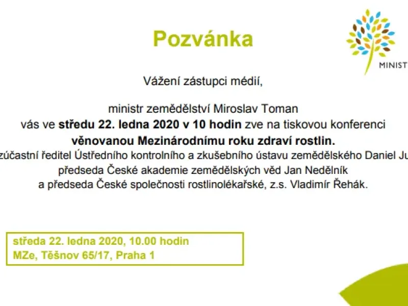 Tisková konference k Mezinárodnímu roku zdraví rostlin