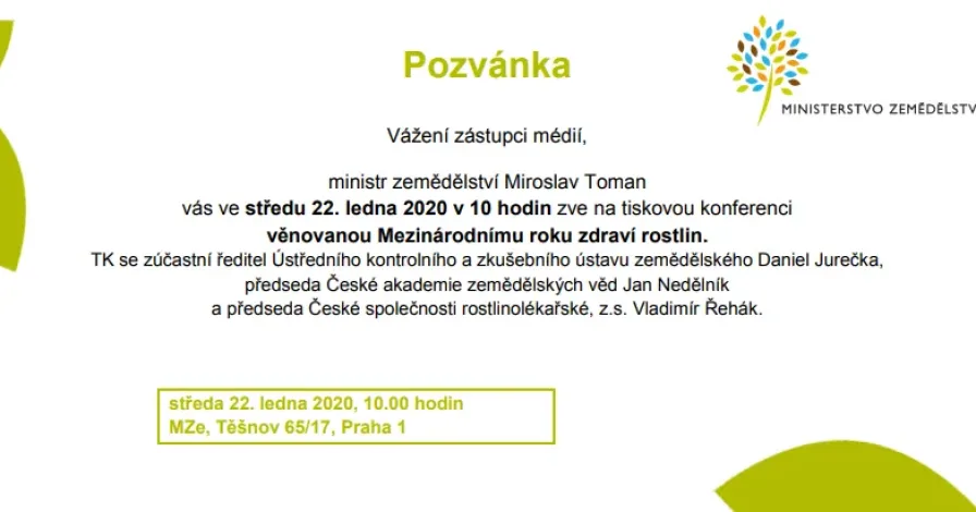 Tisková konference k Mezinárodnímu roku zdraví rostlin