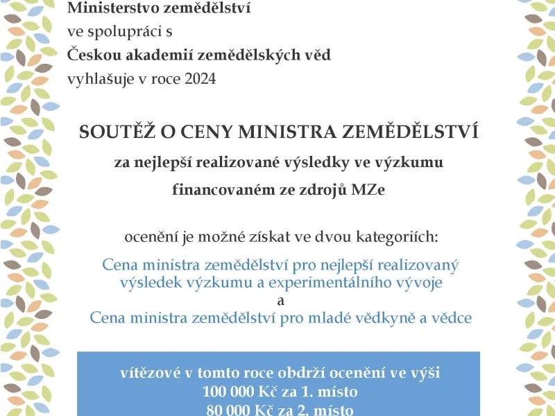 Cena ministra zemědělství za nejlepší realizovaný výsledek výzkumu a experimentálního vývoje
