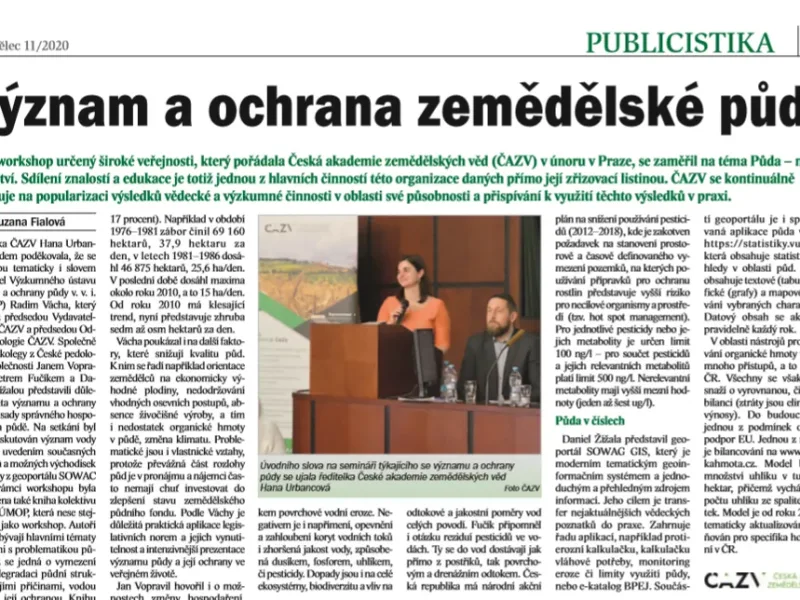 Článek v časopise Zemědělec o významu a ochraně zemědělské půdy