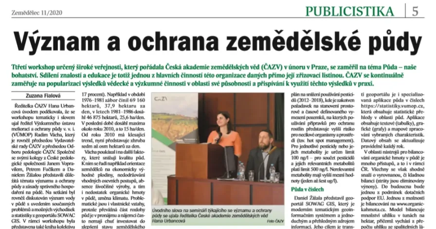 Článek v časopise Zemědělec o významu a ochraně zemědělské půdy