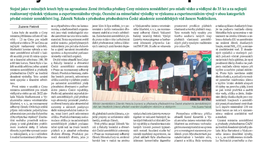 O vyhlášení Cen ministra zemědělství v časopise Zemědělec