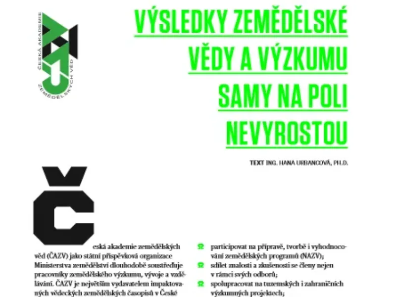 Nové číslo časopisu Zemědělská škola s příspěvkem o ČAZV