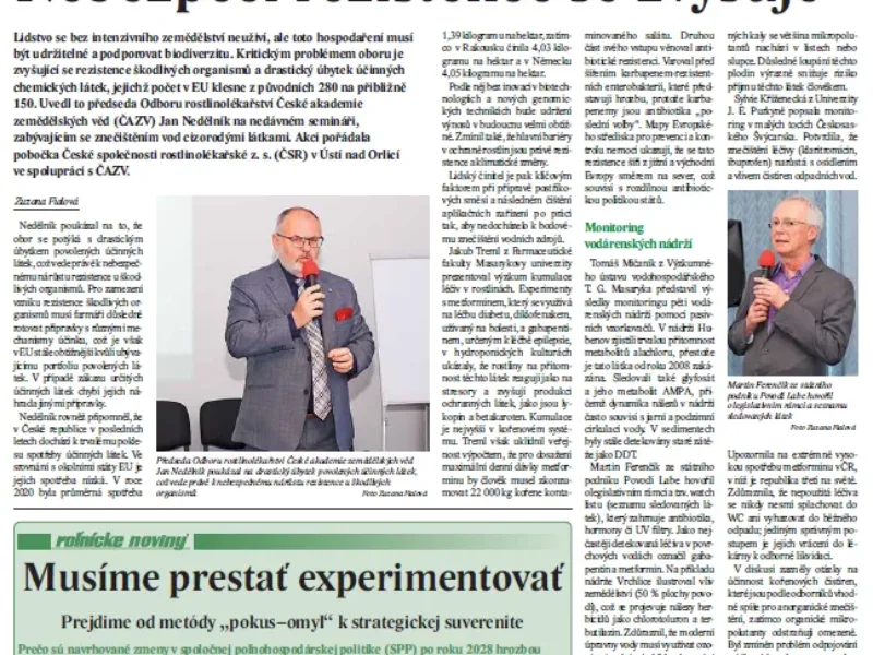Časopis Zemědělec informoval o semináři věnovaném ochraně vod a rezistenci škodlivých organismů