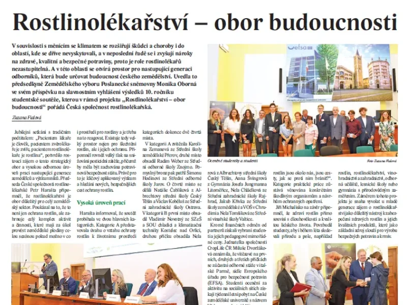 Vyhlášeny výsledky 10. ročníku studentské soutěže „Rostlinolékařství – obor budoucnosti“